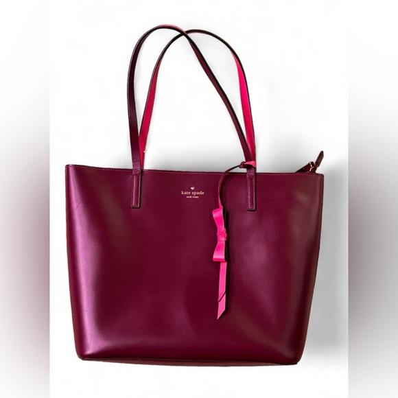 kate spade Handbags - Kate Spade Lawton Way Rose Tote Chocolate Cherry